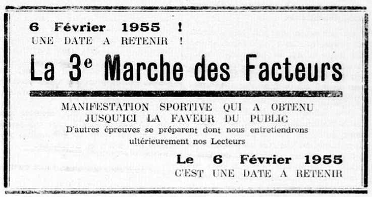 Marche des facteurs 1955